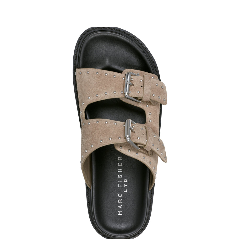 Marc Fisher Agusta Studded Slide Sandal | Taupe Suede