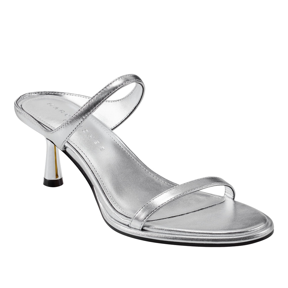 Marc Fisher Alonde Heeled Slide Sandal | Silver