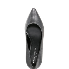 Marc Fisher Zala Block Heel Pointy Toe Pump | Pewter Leather