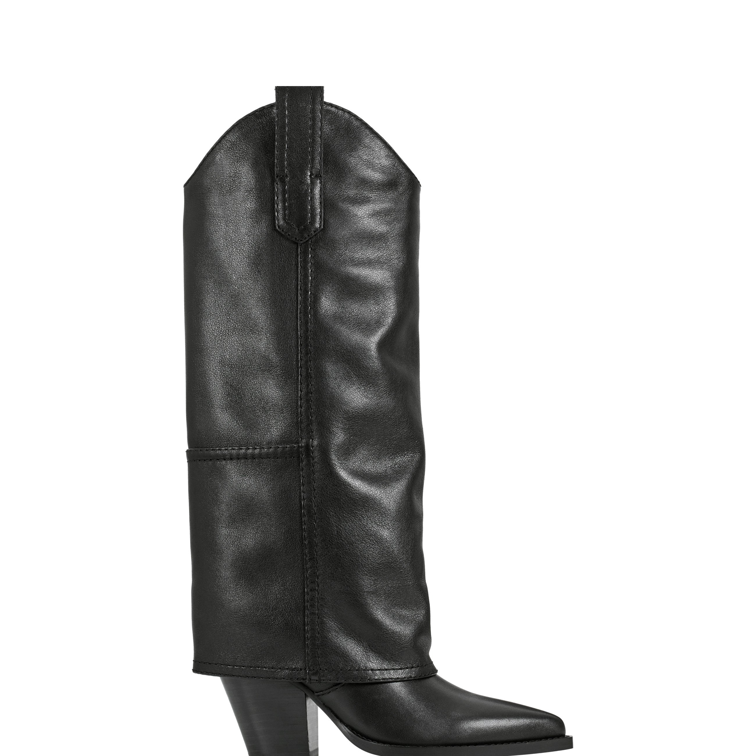Marc Fisher Harlo Foldover Western Boot | Black Leather