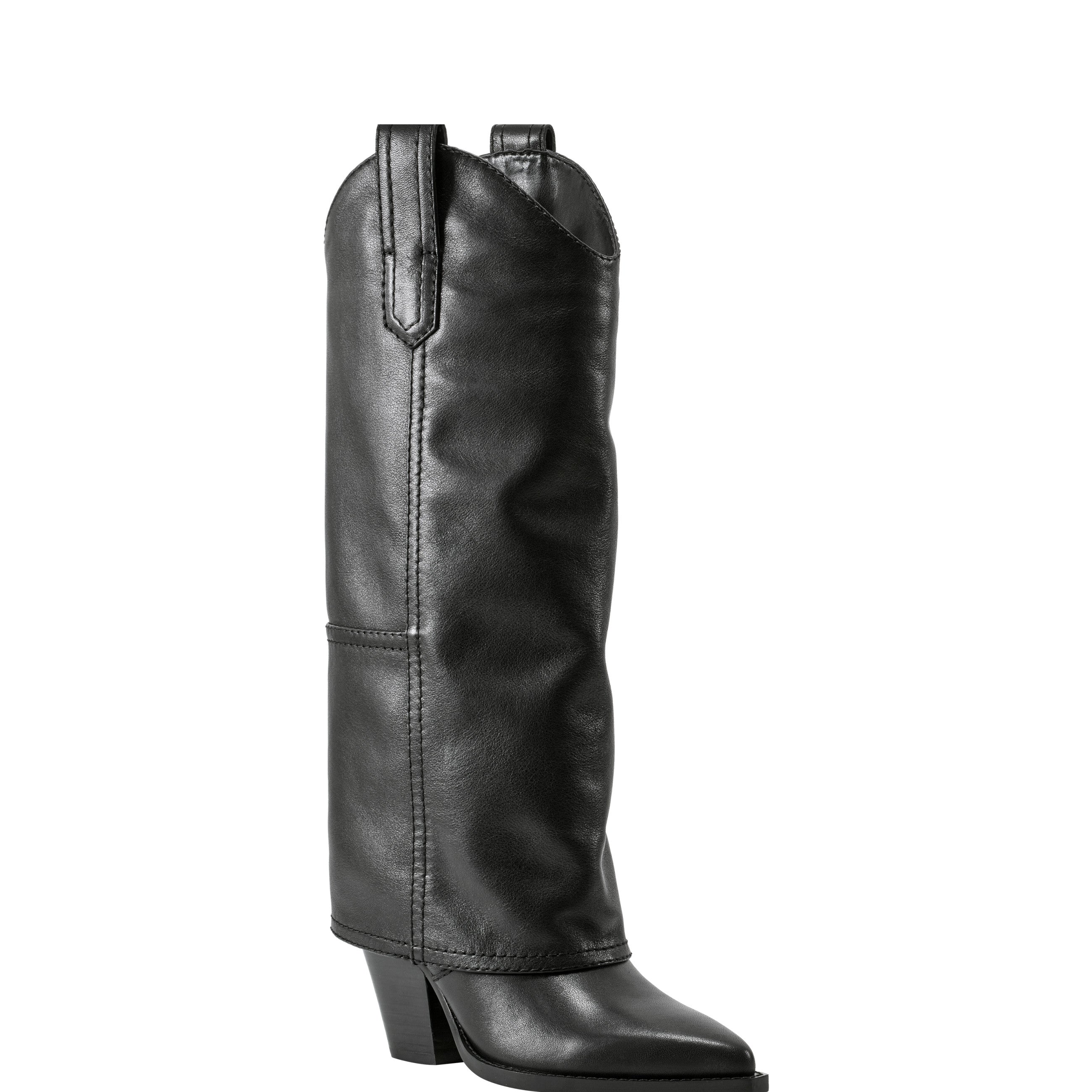 Marc Fisher Harlo Foldover Western Boot | Black Leather
