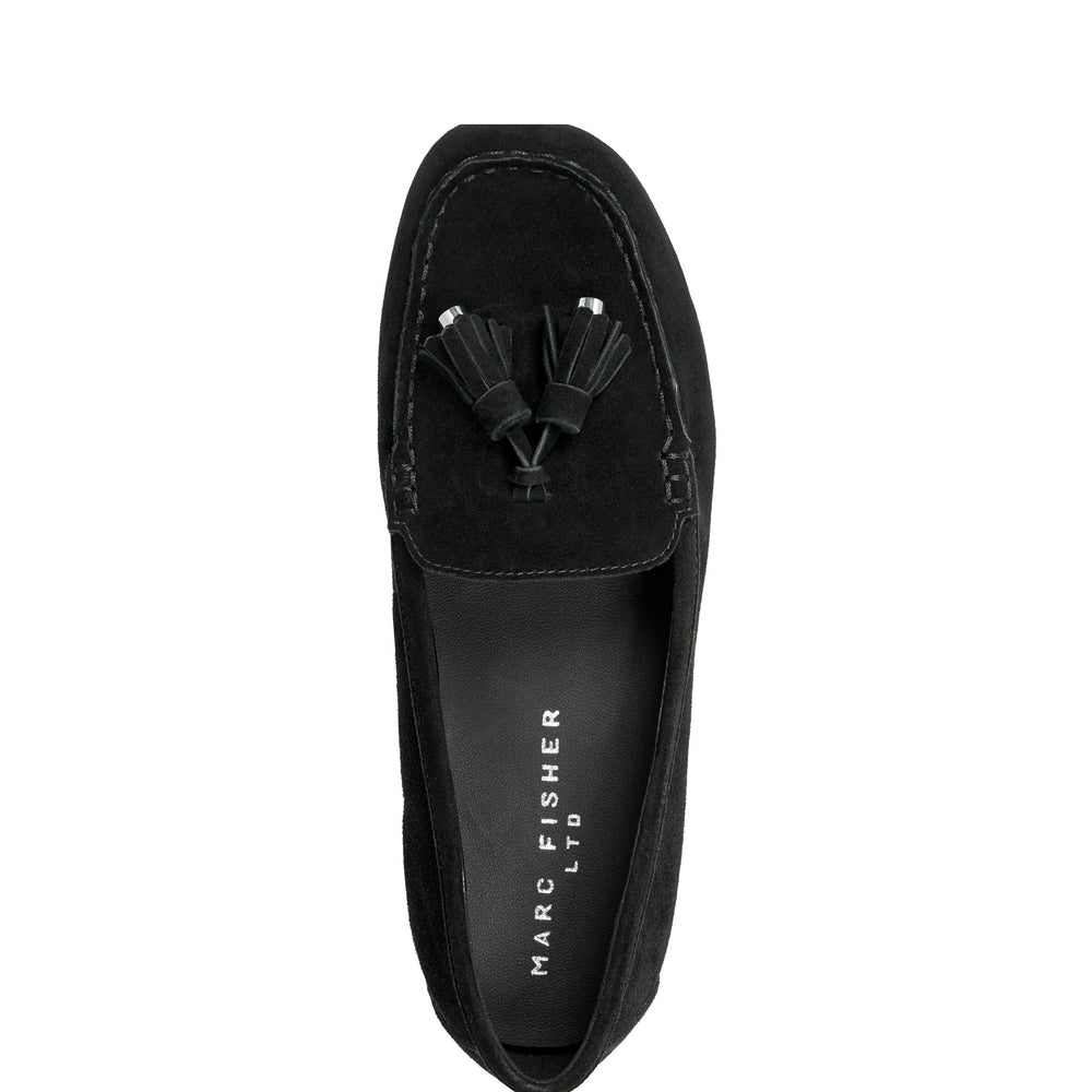 Marc Fisher Layney Casual Tassle Loafer | Black Suede