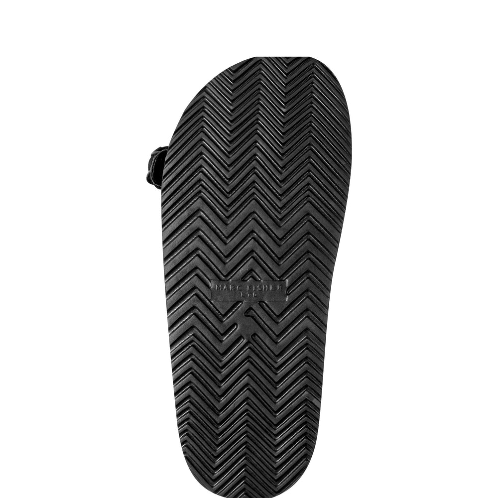 Marc Fisher Auggie Woven Footbed Sandal | Black Leather