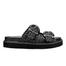 Marc Fisher Auggie Woven Footbed Sandal | Black Leather