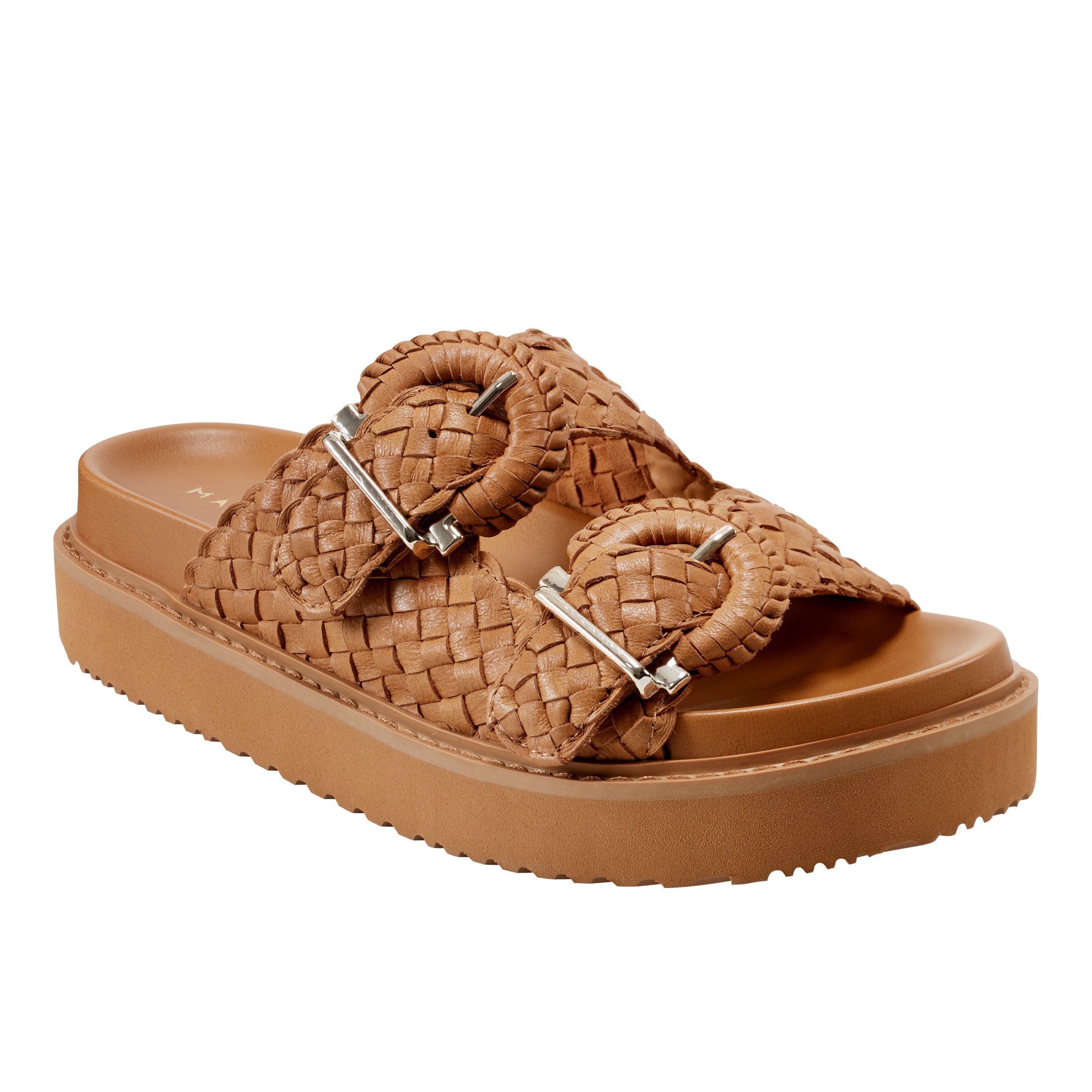 Marc Fisher Auggie Woven Footbed Sandal | Natural Leather