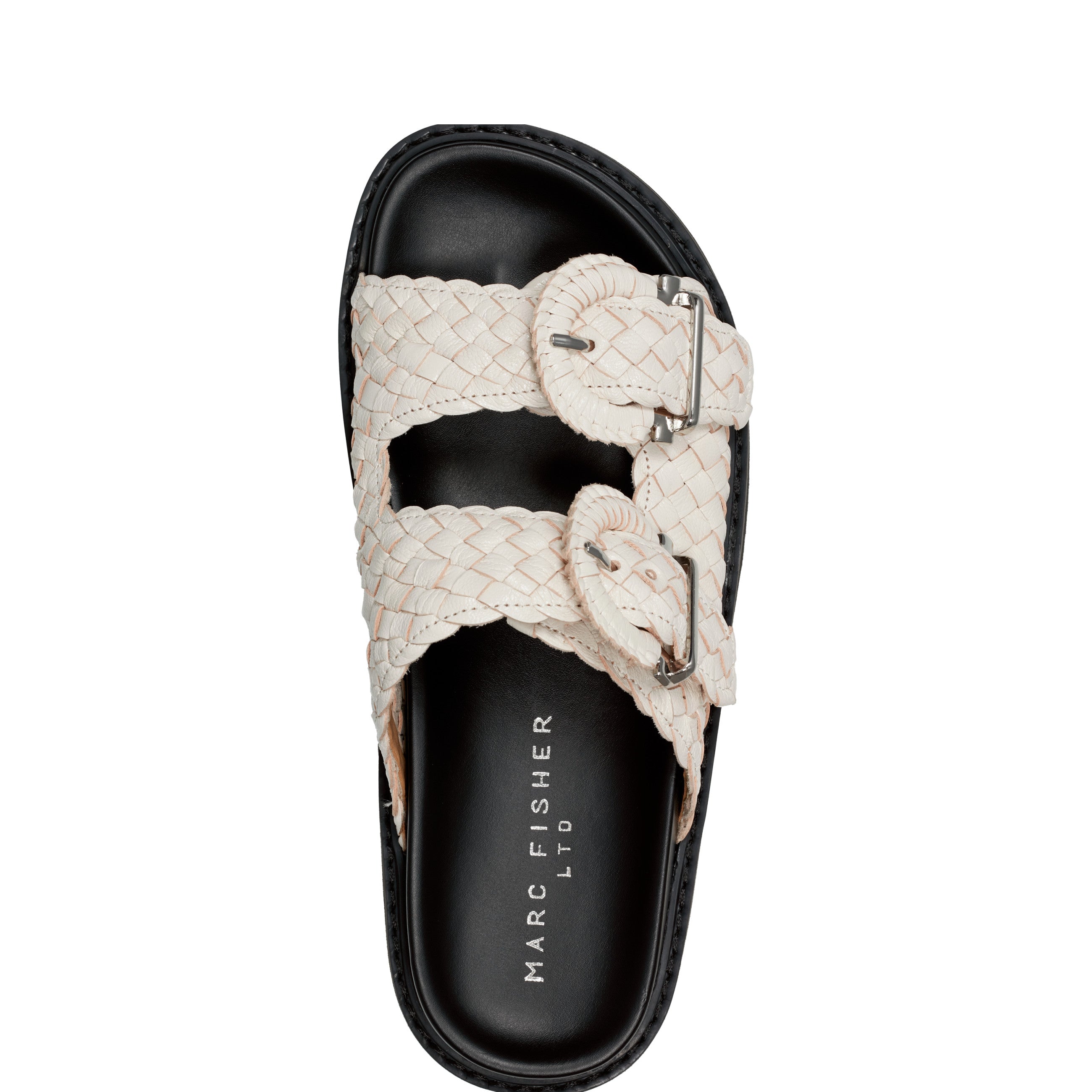 Marc Fisher Auggie Woven Footbed Sandal | White Leather