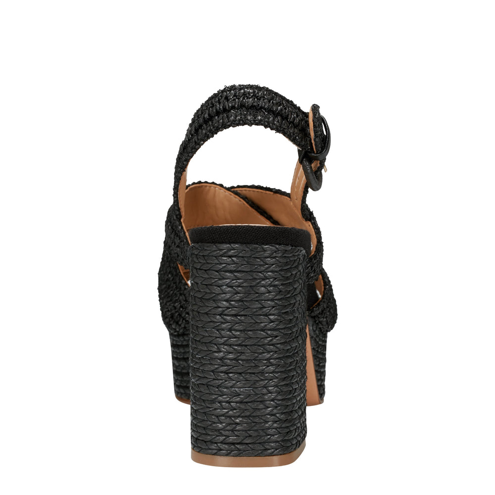Marc Fisher Caddy Platform Sandal | Black Raffia