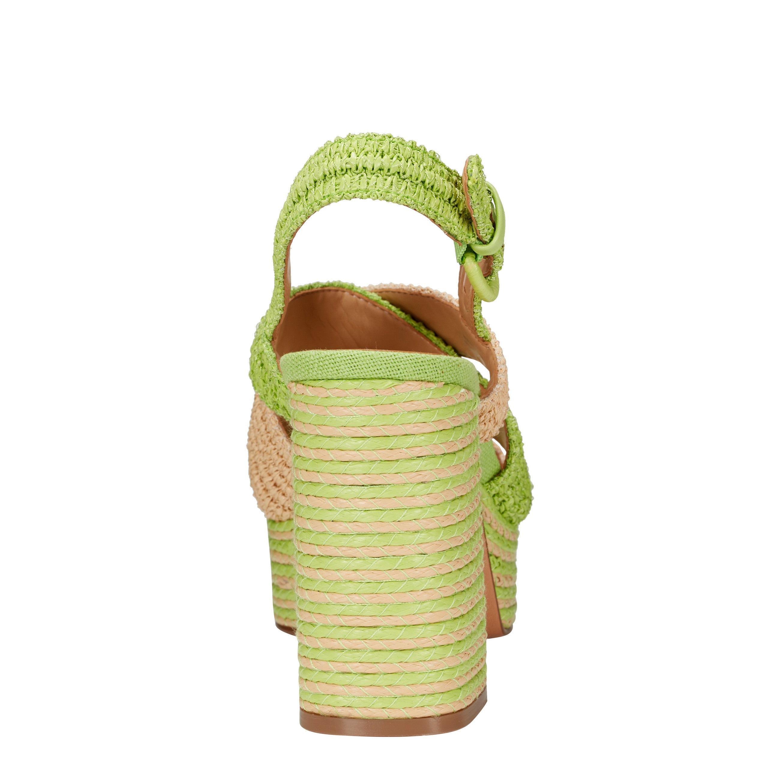 Marc Fisher Caddy Platform Sandal | Natural/Green Raffia