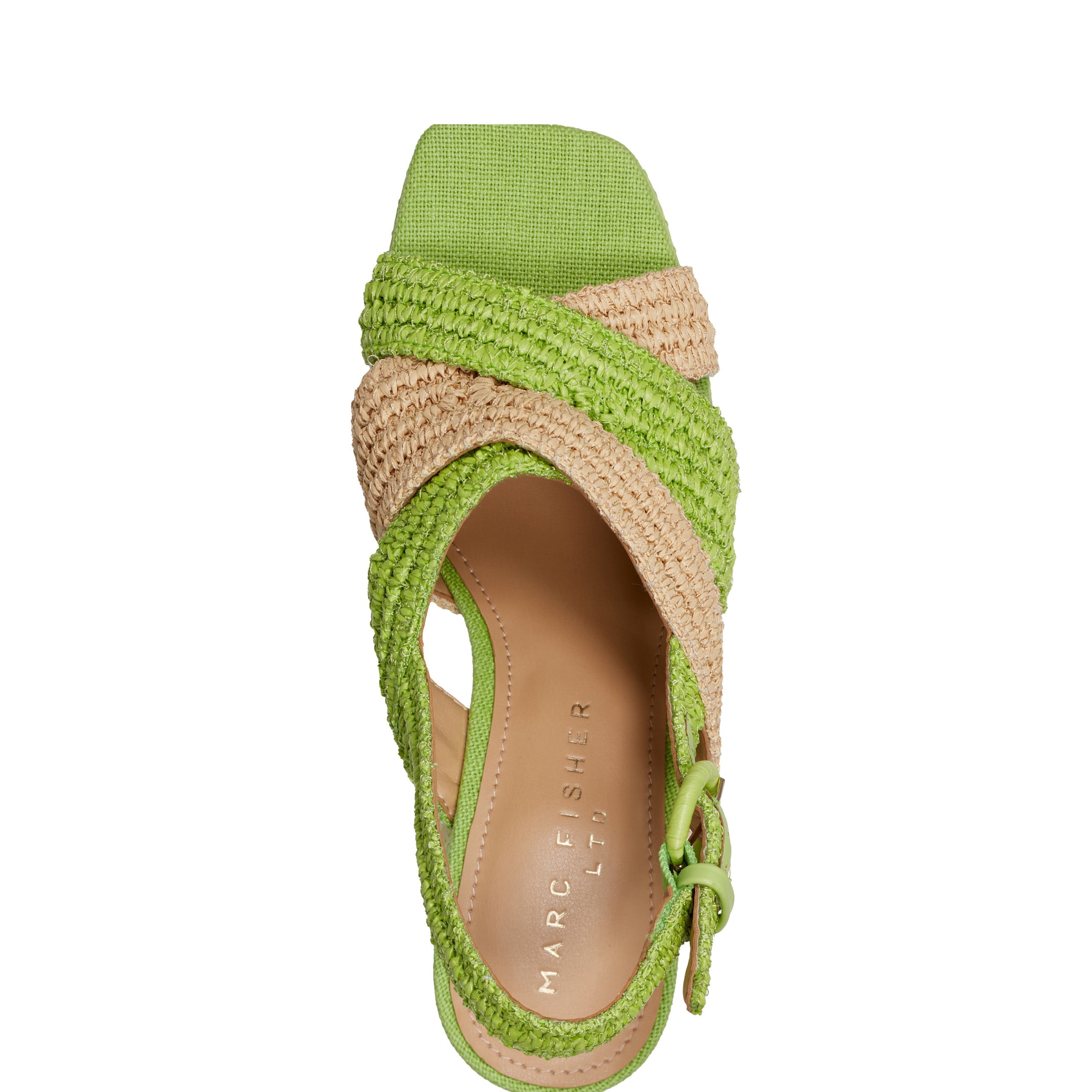 Marc Fisher Caddy Platform Sandal | Natural/Green Raffia