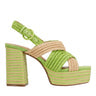 Marc Fisher Caddy Platform Sandal | Natural/Green Raffia