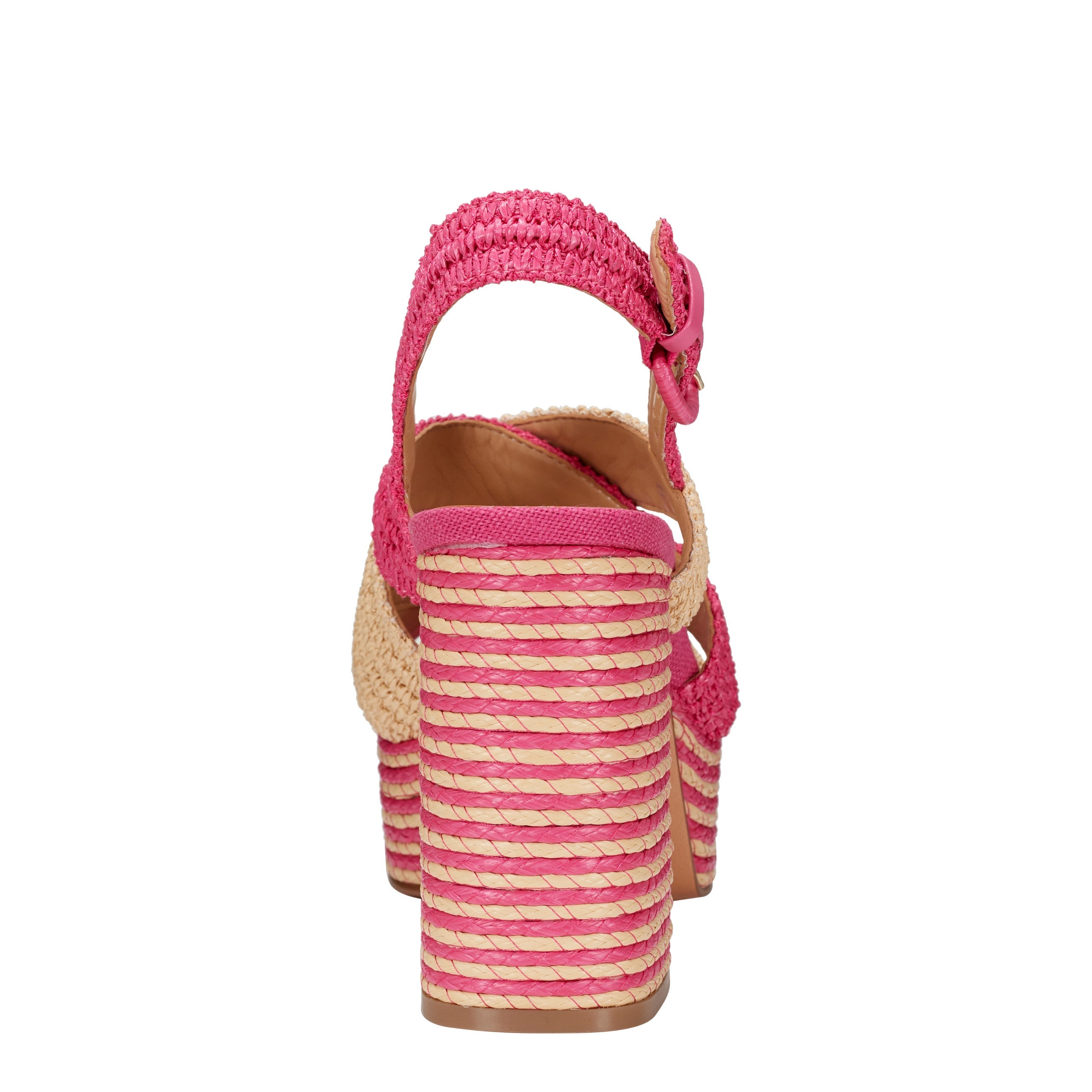 Marc Fisher Caddy Platform Sandal | Natural/Pink Raffia