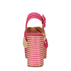 Marc Fisher Caddy Platform Sandal | Natural/Pink Raffia