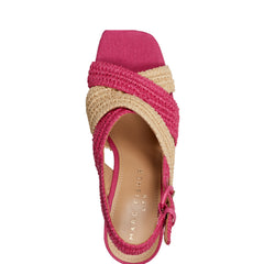 Marc Fisher Caddy Platform Sandal | Natural/Pink Raffia