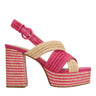 Marc Fisher Caddy Platform Sandal | Natural/Pink Raffia
