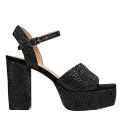 Marc Fisher Calyn Platform Sandal | Black Raffia