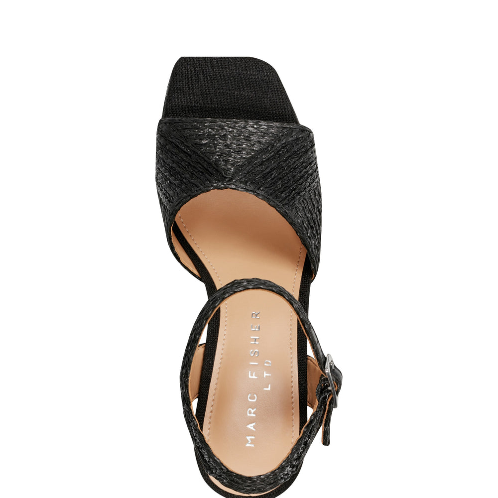 Marc Fisher Calyn Platform Sandal | Black Raffia
