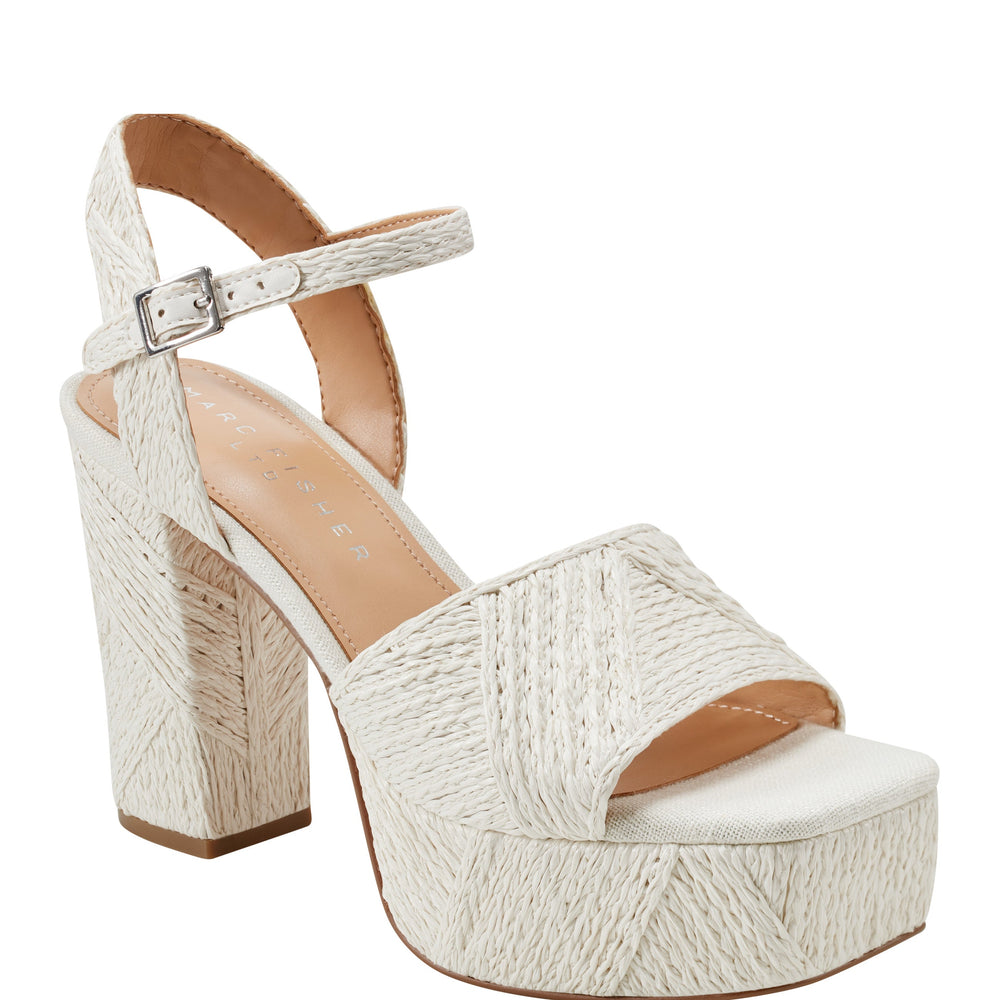 Marc Fisher Calyn Platform Sandal | White Raffia
