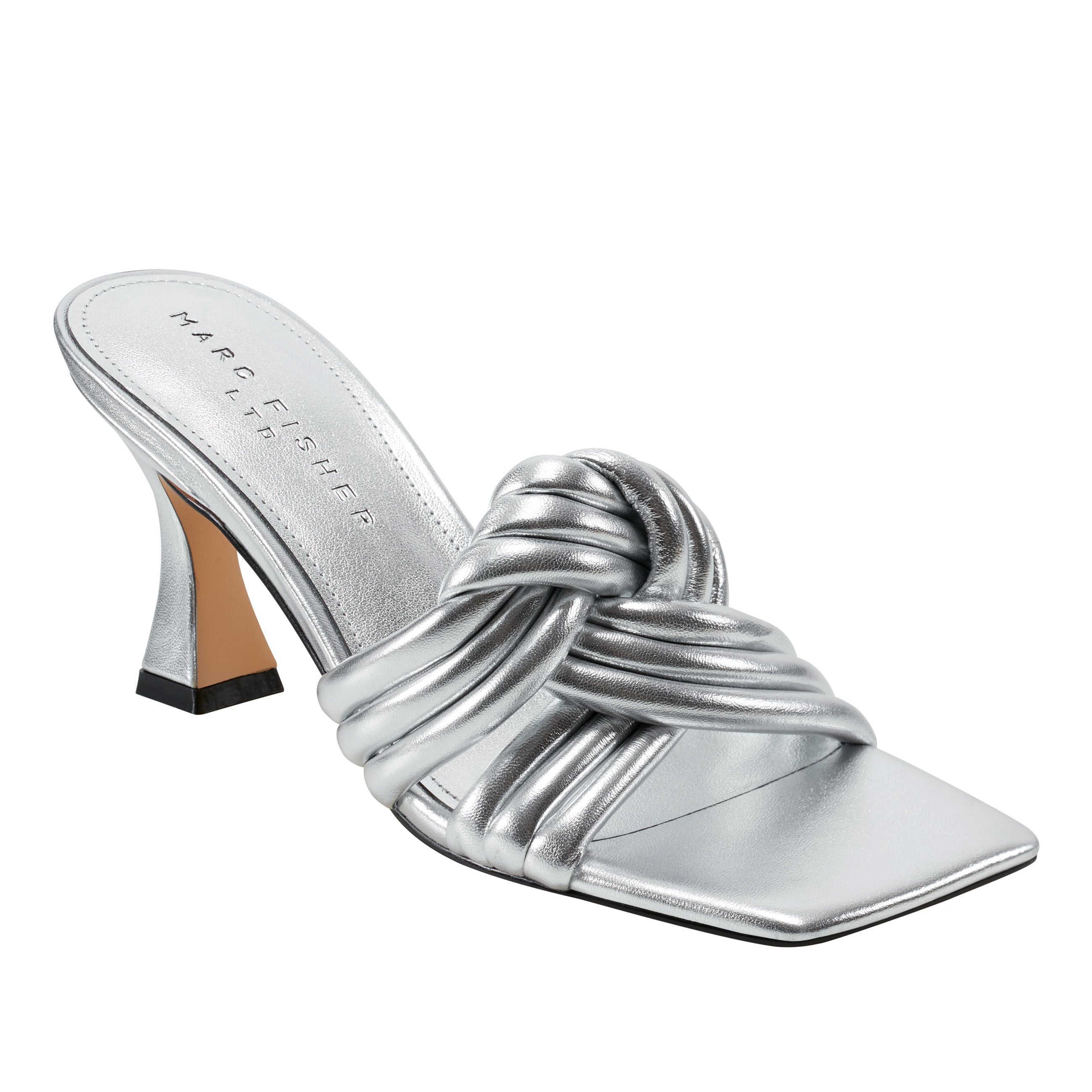 Marc Fisher Dru Knotted Slide Sandal | Silver