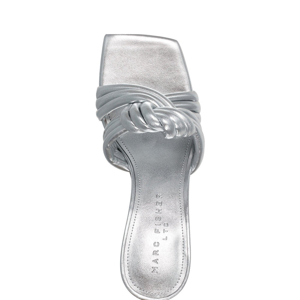 Marc Fisher Dru Knotted Slide Sandal | Silver
