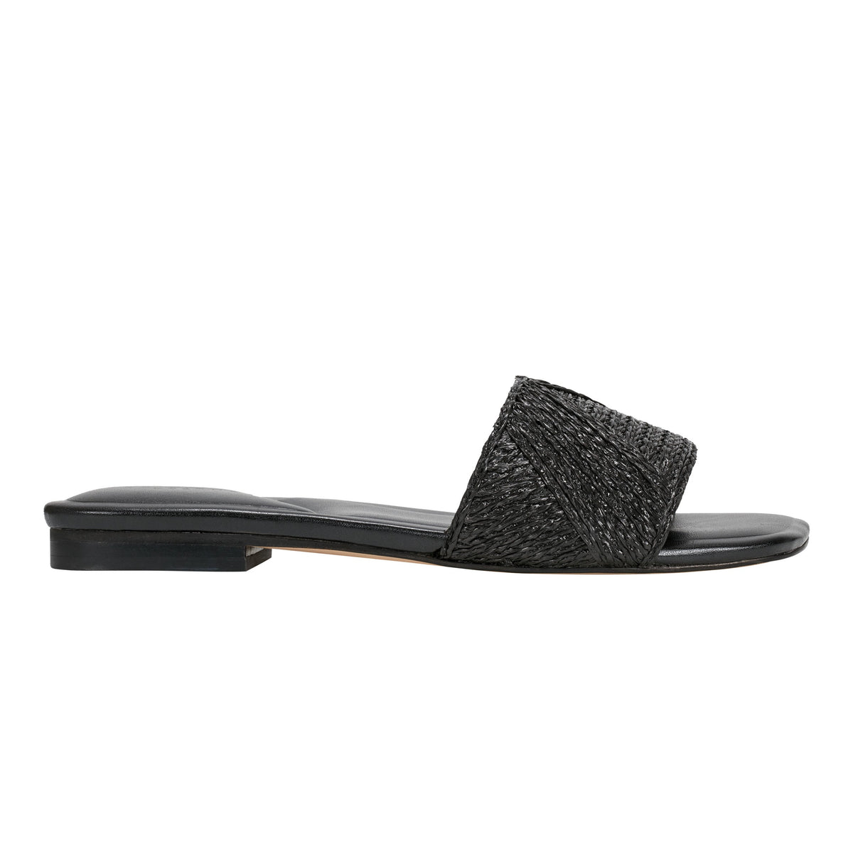Marc Fisher Murphy Flat Sandal | Black Raffia