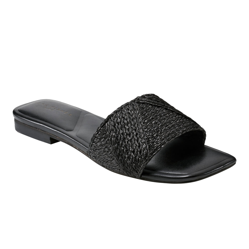 Marc Fisher Murphy Flat Sandal | Black Raffia