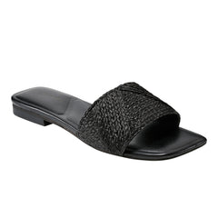 Marc Fisher Murphy Flat Sandal | Black Raffia