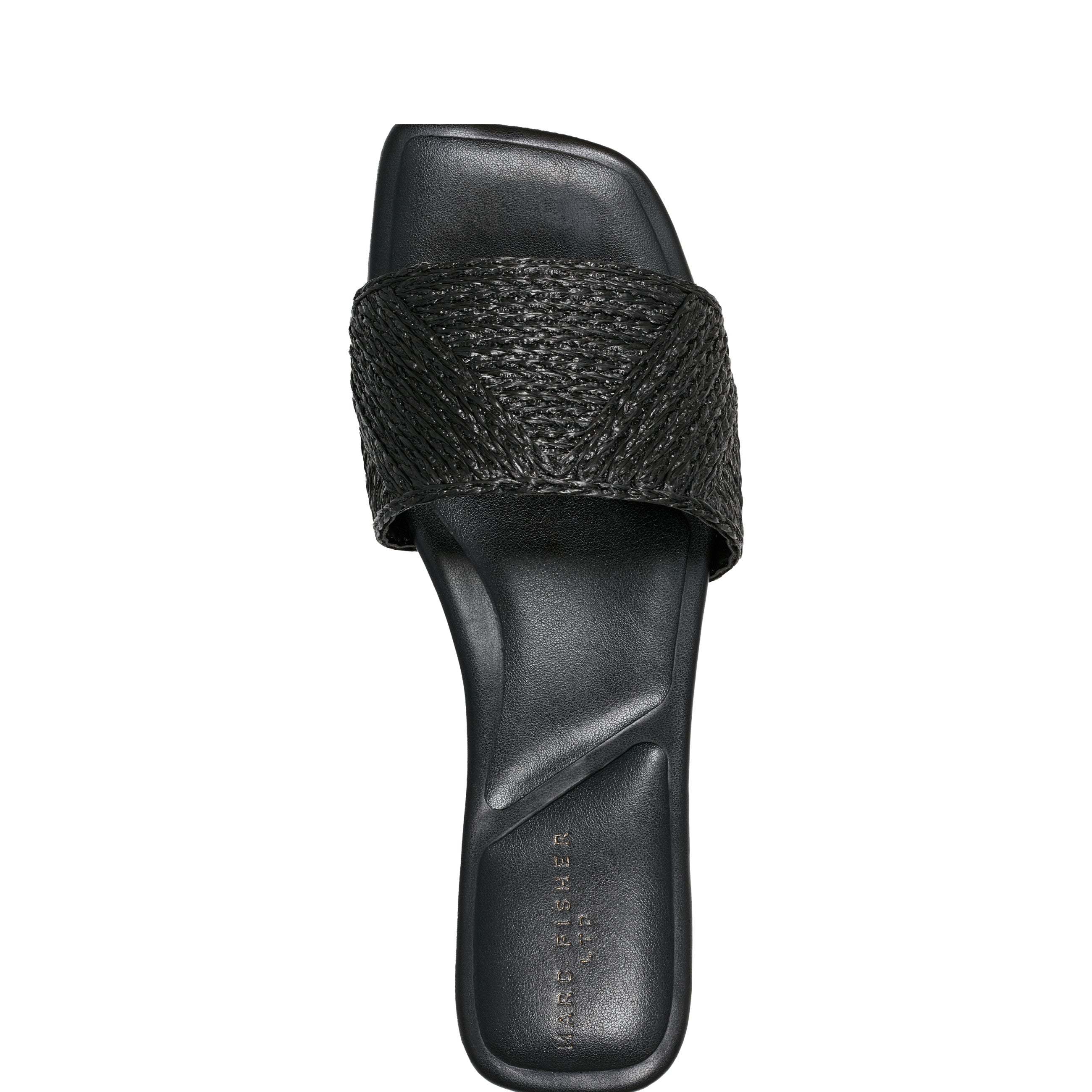 Marc Fisher Murphy Flat Sandal | Black Raffia