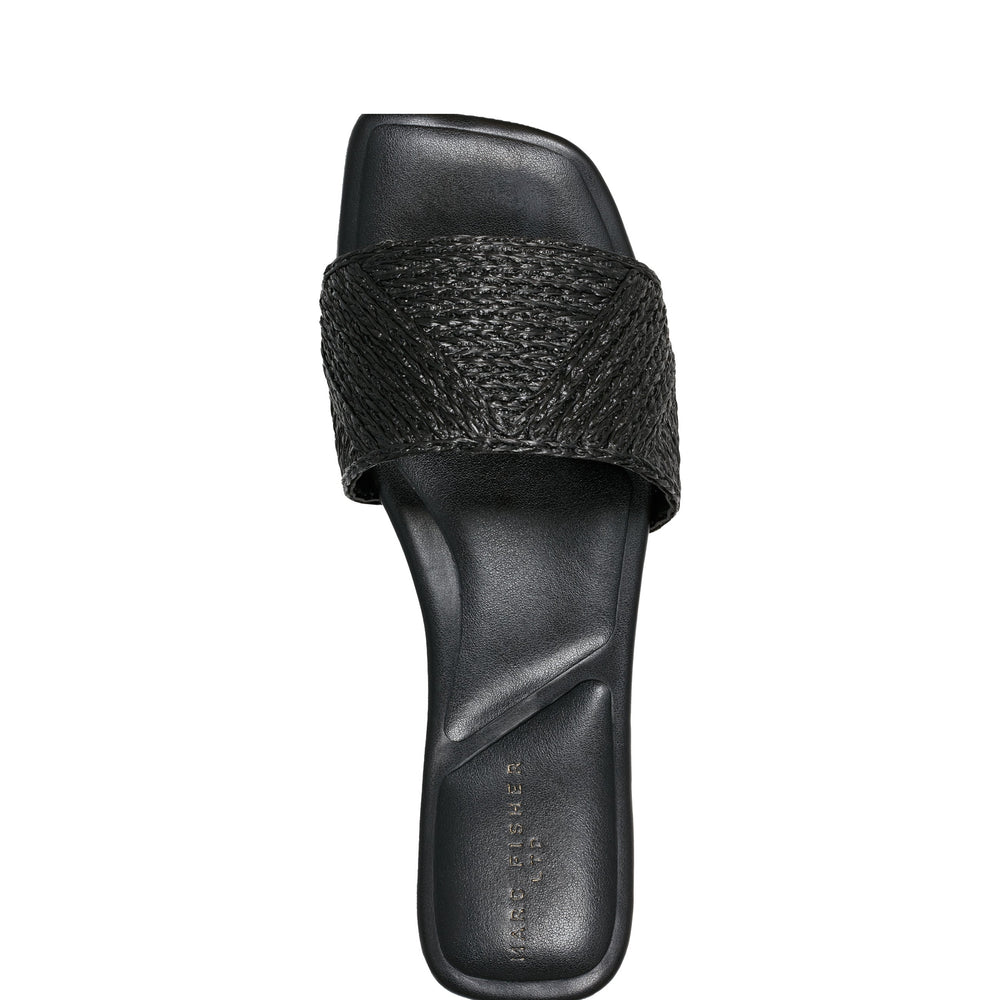 Marc Fisher Murphy Flat Sandal | Black Raffia