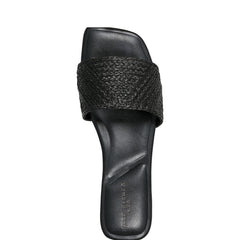 Marc Fisher Murphy Flat Sandal | Black Raffia