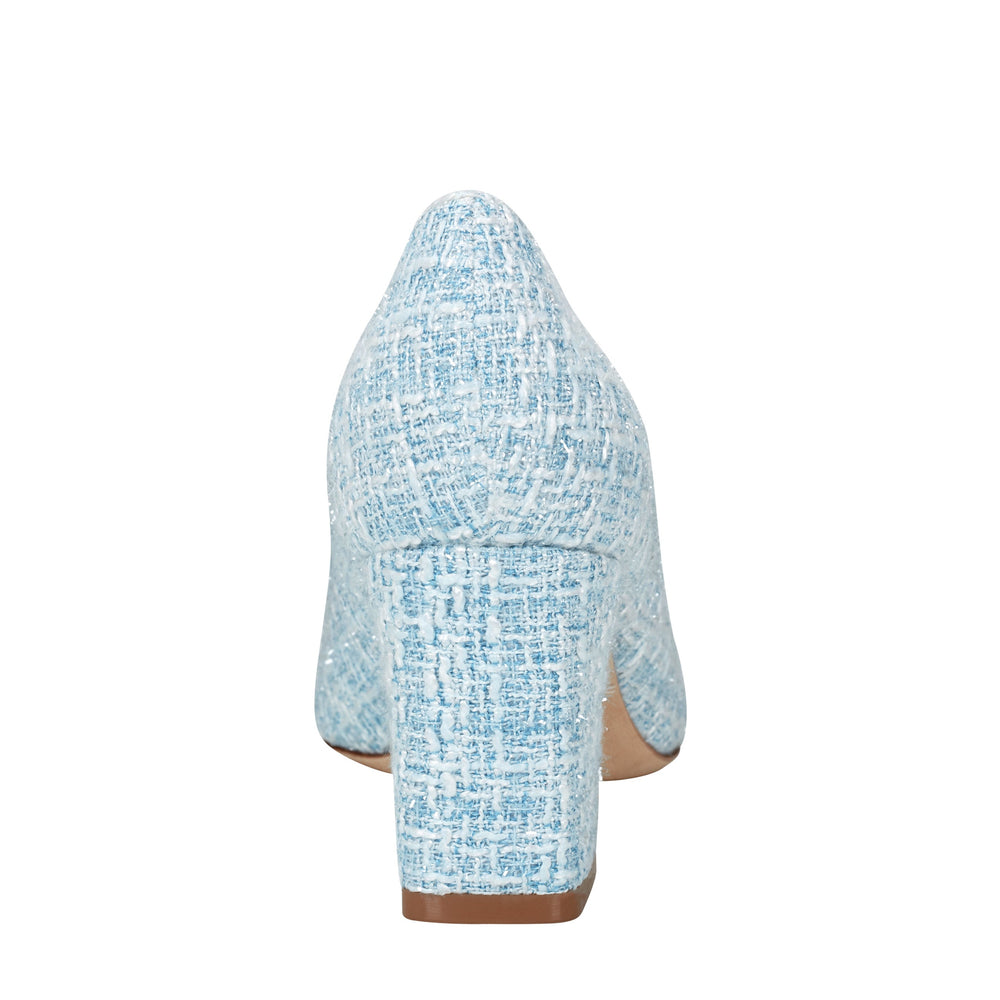 Marc Fisher Zala Block Heel Pointy Toe Pump | Blue Boucle