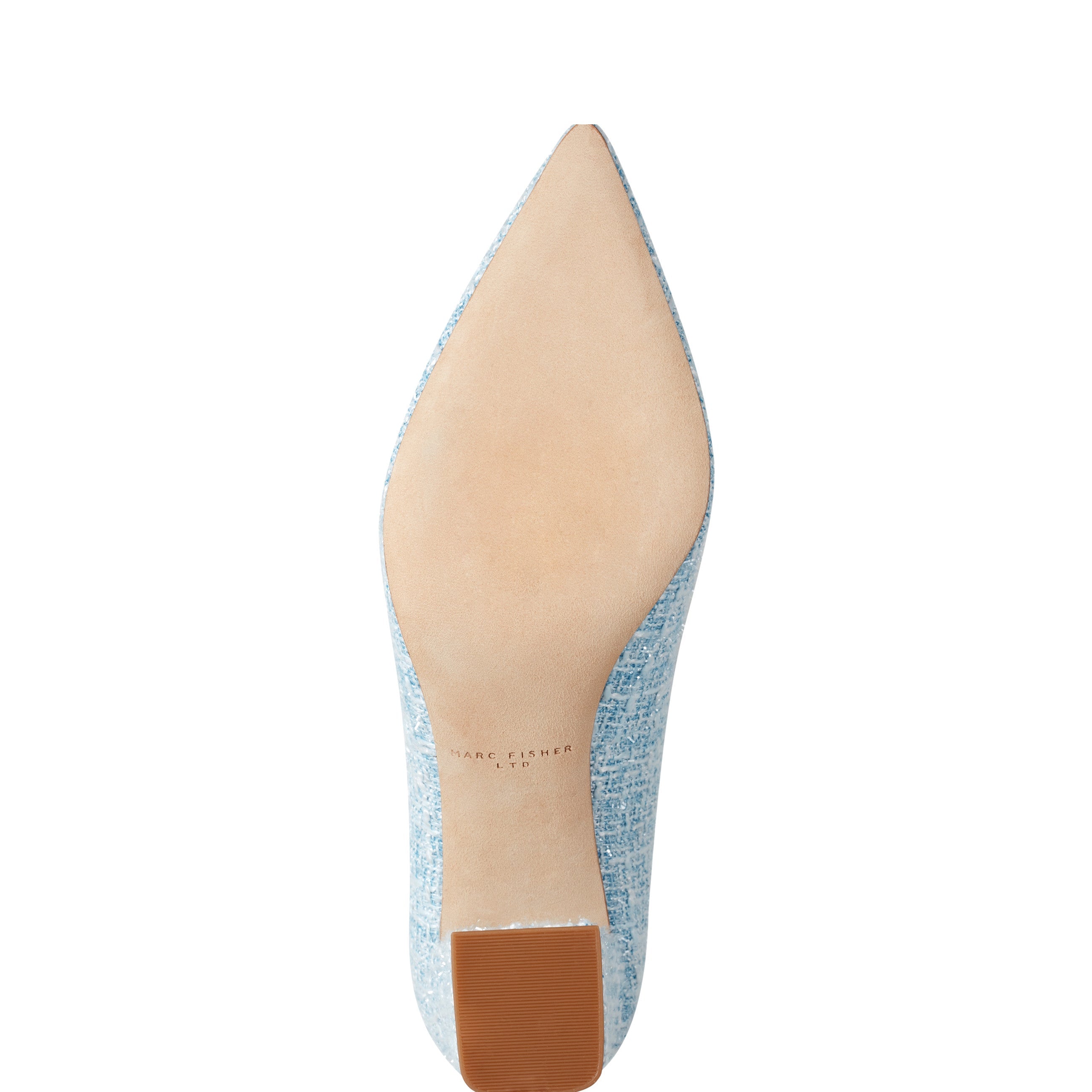 Marc Fisher Zala Block Heel Pointy Toe Pump | Blue Boucle