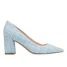 Marc Fisher Zala Block Heel Pointy Toe Pump | Blue Boucle