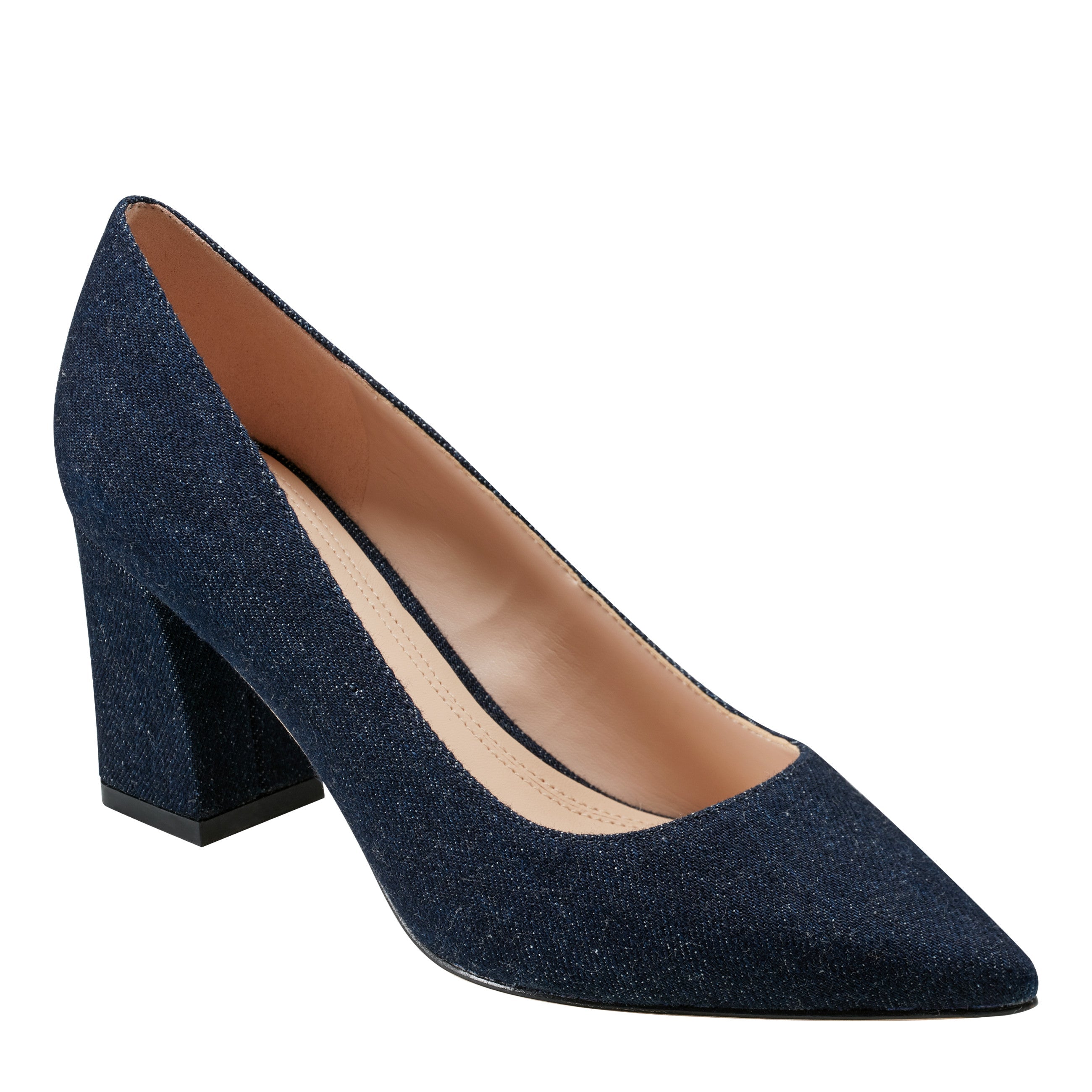 Marc Fisher Zala Block Heel Pointy Toe Pump | Dark Denim