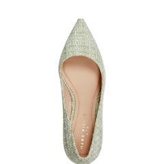 Marc Fisher Zala Block Heel Pointy Toe Pump | Green Boucle