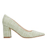 Marc Fisher Zala Block Heel Pointy Toe Pump | Green Boucle