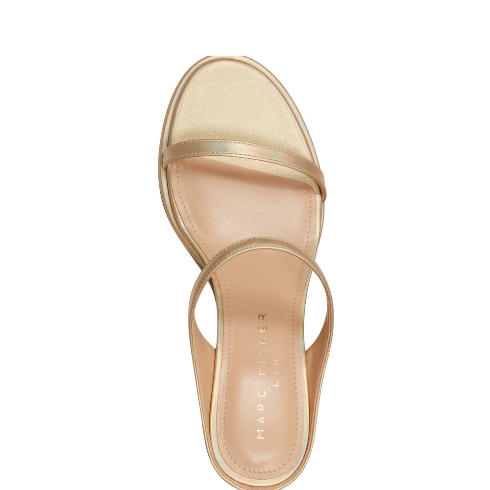 Marc Fisher Alonde Heeled Slide Sandal | Platino Leather
