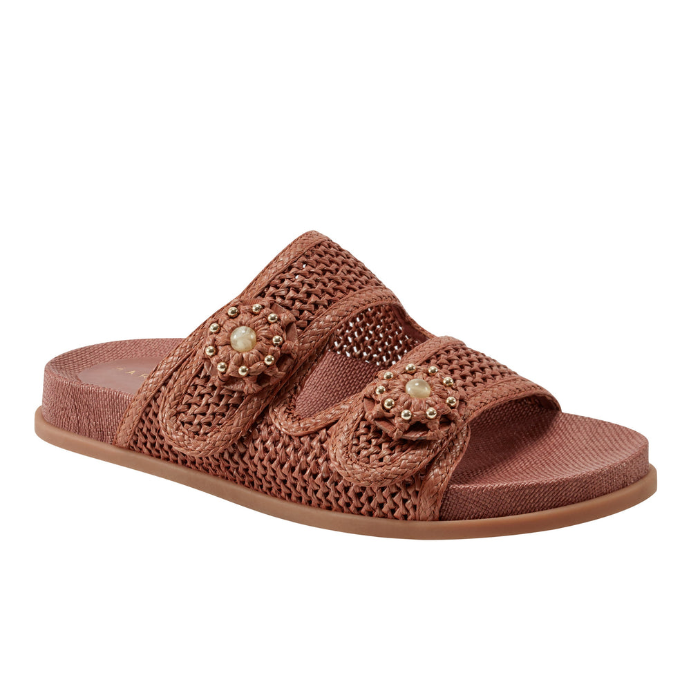 Marc Fisher Valena Woven Footbed Sandal | Brown Raffia