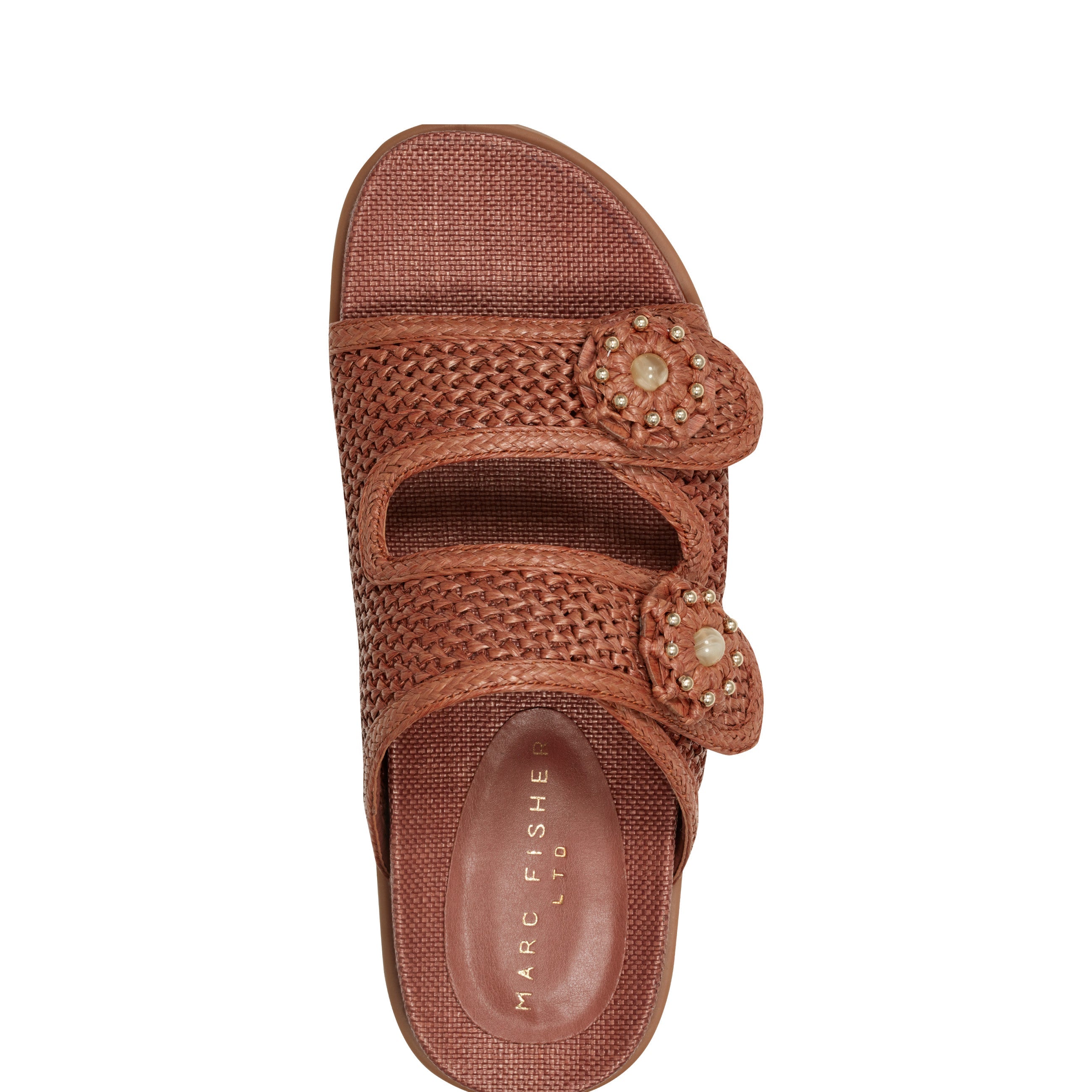Marc Fisher Valena Woven Footbed Sandal | Brown Raffia