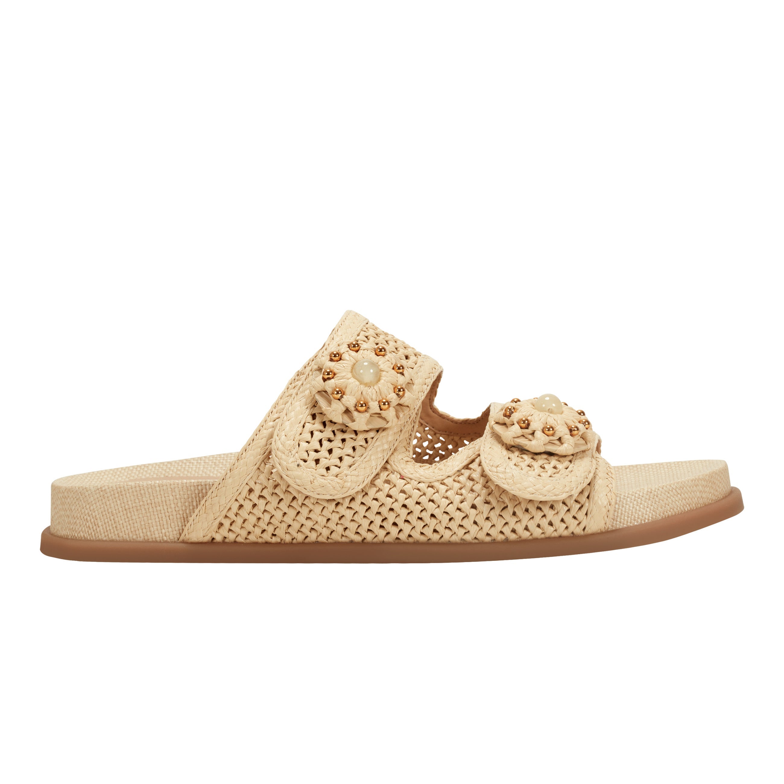 Marc Fisher Valena Woven Footbed Sandal | Natural Raffia