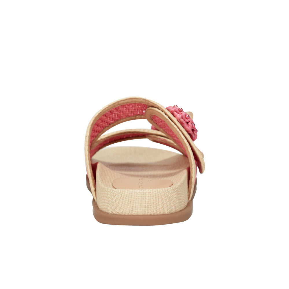 Marc Fisher Valena Woven Footbed Sandal | Pink Raffia