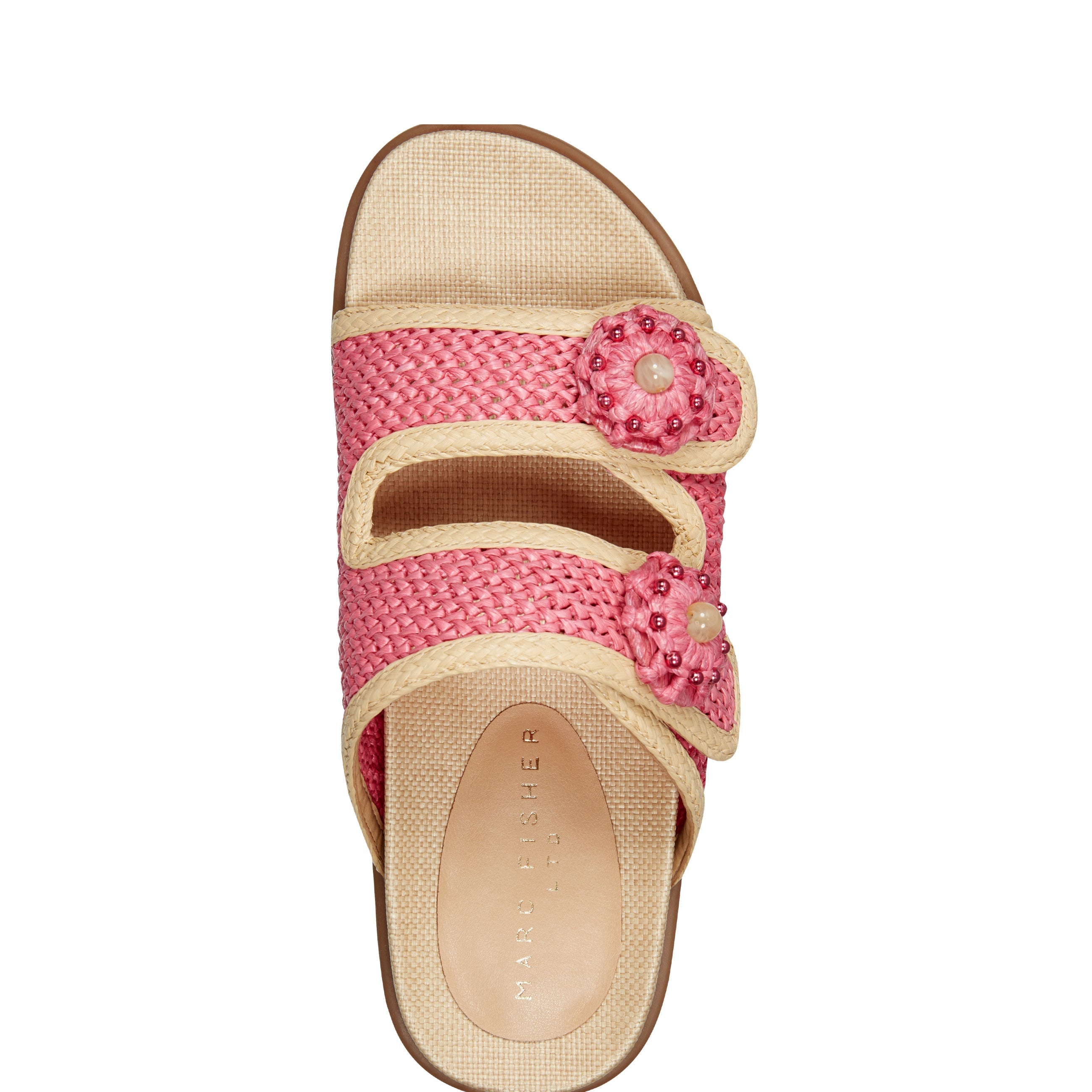 Marc Fisher Valena Woven Footbed Sandal | Pink Raffia