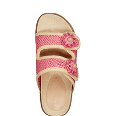 Marc Fisher Valena Woven Footbed Sandal | Pink Raffia