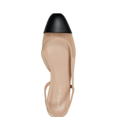 Marc Fisher Dela Closed Toe Slingback Dress Flat | Natural/Black Mesh