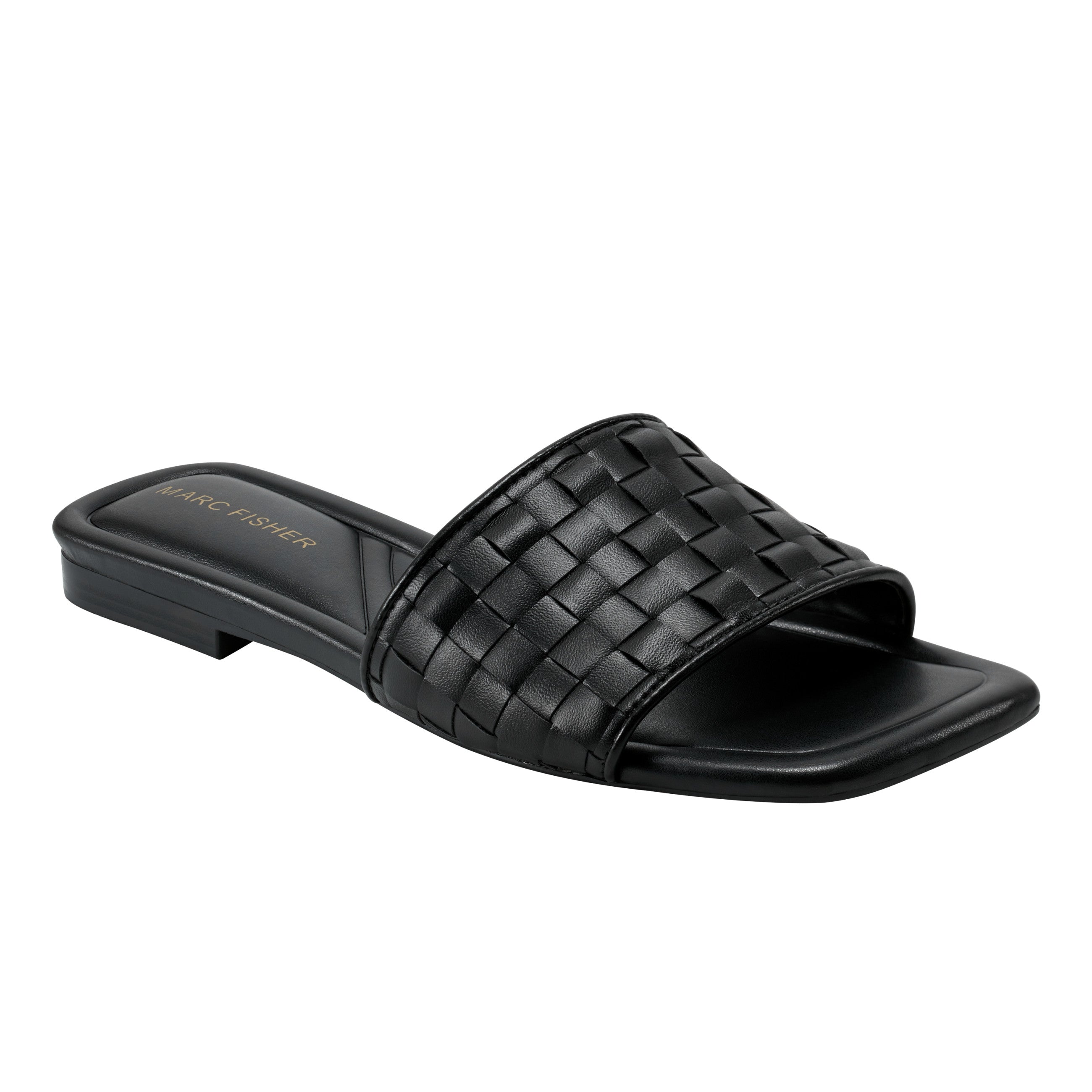 Marc Fisher Lecee Woven Flat Sandal | Black
