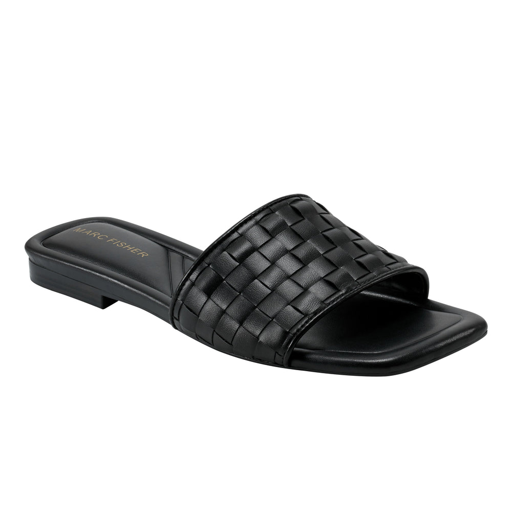 Marc Fisher Lecee Woven Flat Sandal | Black