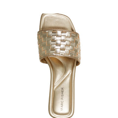 Marc Fisher Lecee Woven Flat Sandal | Platino