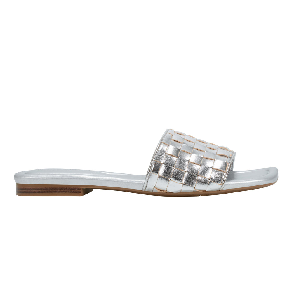 Marc Fisher Lecee Woven Flat Sandal | Silver