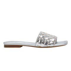 Marc Fisher Lecee Woven Flat Sandal | Silver