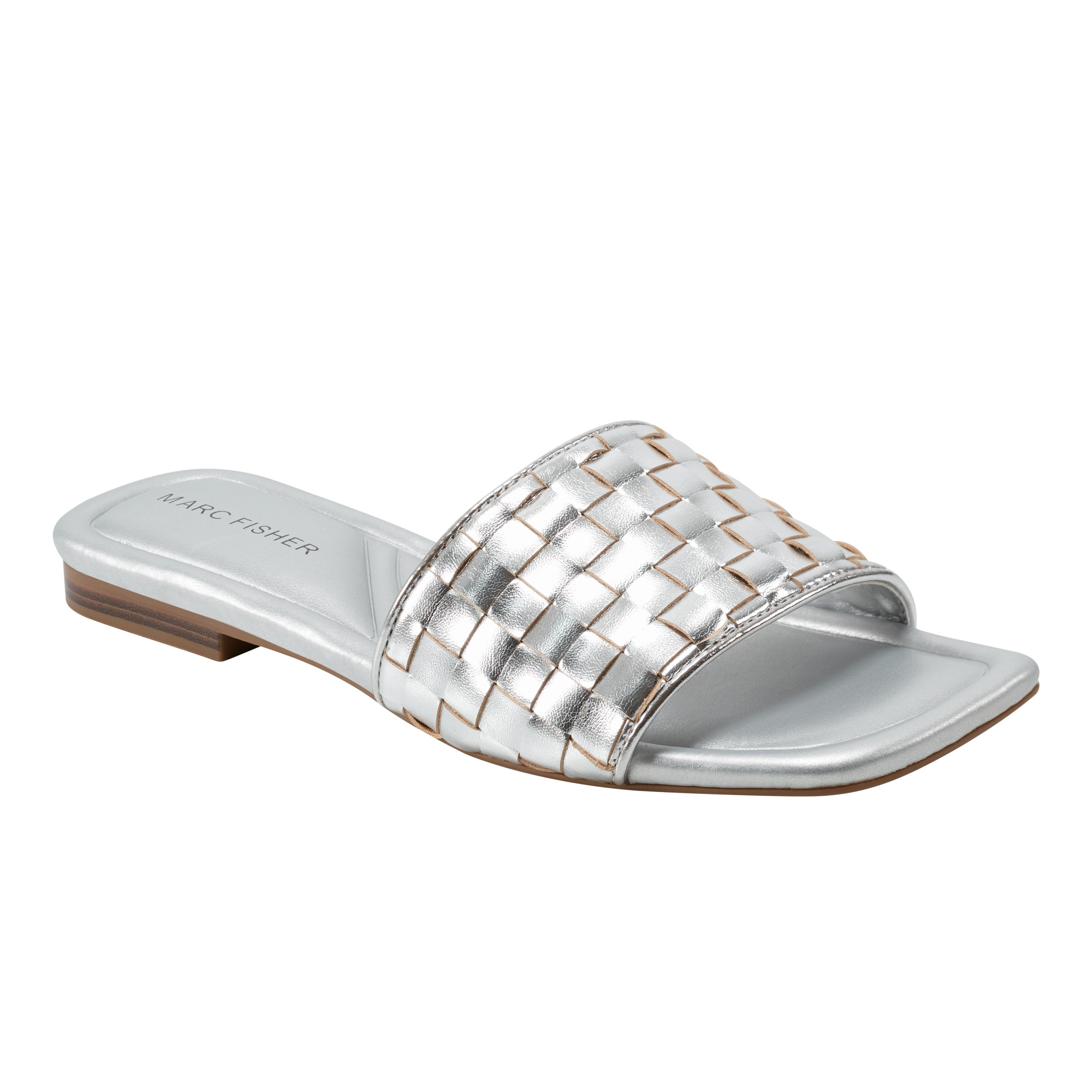 Marc Fisher Lecee Woven Flat Sandal | Silver