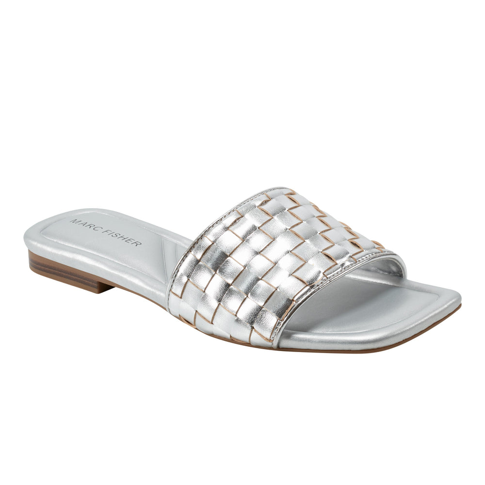 Marc Fisher Lecee Woven Flat Sandal | Silver